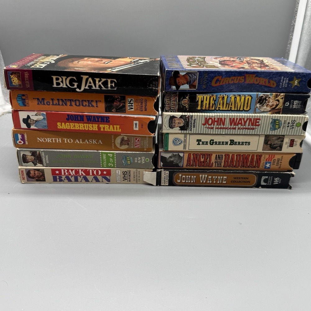 John Wayne VHS Lot of 12 Big Jake McLintock Alamo Circus World Western Movies